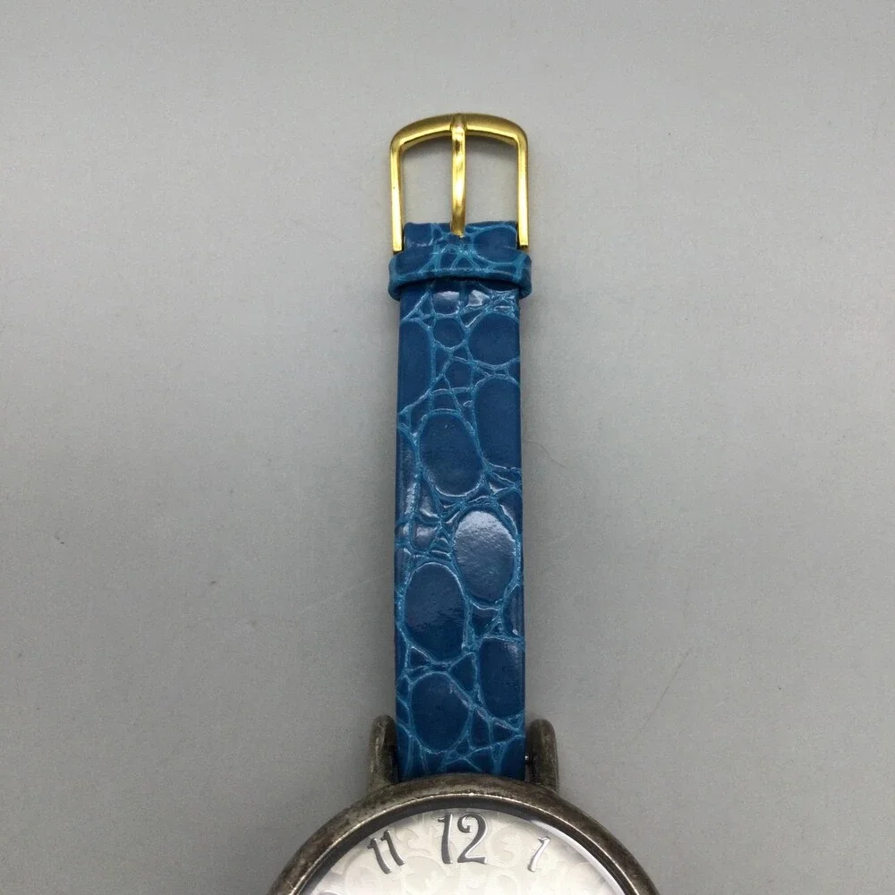 Ecclissi 23860 Womens Watch 36mm Sterling Silver Blue Leather New Battery